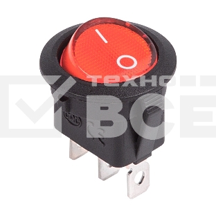 Выключатель клавишный круглый 12V 20А (3с) ON-OFF красный с подсветкой Rexant