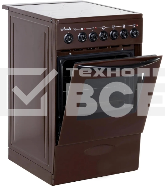 Плита электрическая Лысьва EF4006MK00 коричневый, конфорок 4 электрических, духовка 57 л, 50 см x 84 см x 60 см (без крышки)