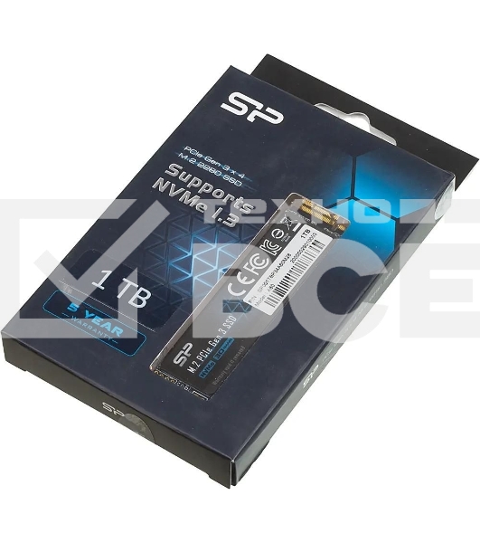 Накопитель SSD Silicon Power P34A60, 1Tb, PCIe 3.0 x4, M.2 2280, NVMe, R/W 2200/1600