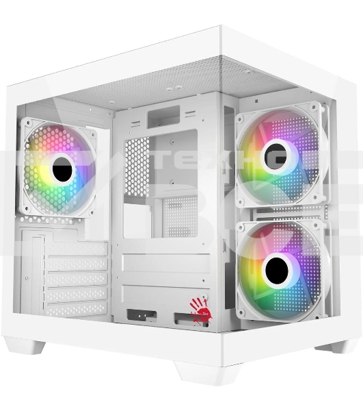 Компьютерный корпус Bloody CC-121 белый без БП mATX 7x120мм 1xUSB2.0 1xUSB3.0 audio