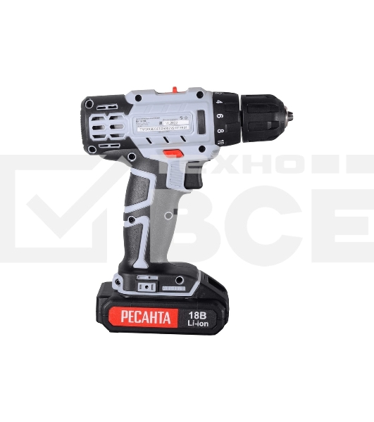 Дрель-шуруповерт аккумуляторная Ресанта ДА-18-2ЛК 75/14/5, Аккумуляторная, 18В, 2 АКБ, Кейс