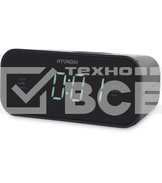 Радиобудильник Hyundai H-RCL221 черный LCD подсв:белый часы:цифровые FM