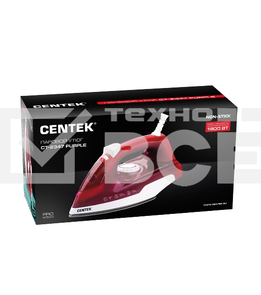Утюг Centek CT-2347 пурпурный, 1800 Вт, 20 г/мин, 80 г/мин, 200 мл