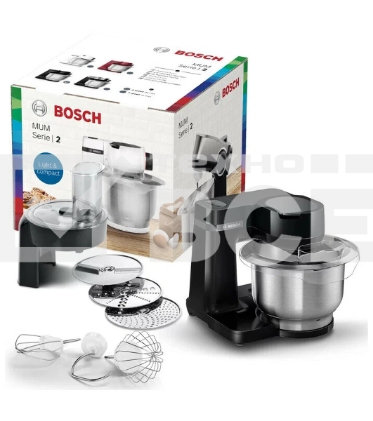 Кухонный комбайн Bosch MUMS2EB01, 700 Вт, 4 скорости, металл чаша 3,8 л, черный