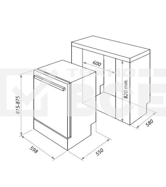 Встраиваемая посудомоечная машина HOMSair DW64E, серебристый, 59.8 см, 12 компл., 49 дБ, класс A++