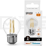 Лампа филам. Gauss Filament 8Вт цок.:E27 шар св.свеч.бел.теп. (упак.:10шт) (52218), фото 1