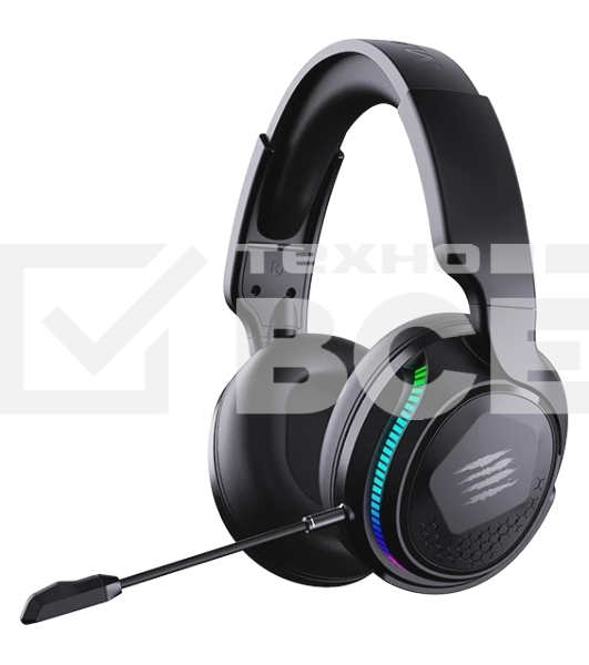 Гарнитура беспроводная игровая Mad Catz P.I.L.O.T. PRO черные (Bluetooth, 2.4 гГц, 3.5 мм jack, RGB подсветка, 50 мм, 930 мА·ч)