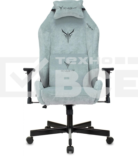 Кресло игровое Knight N1 Fabric серо-голубой Light-28 с подголов. крестовина металл