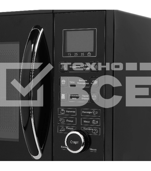 Микроволновая печь BRAYER BR2503 черный, 23 л, 900 Вт, переключатели - кнопки, поворотный механизм