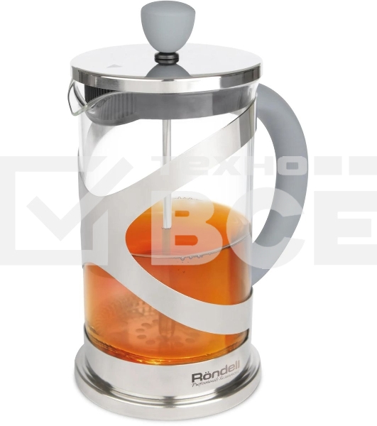 Френч-пресс Rondell Crystal Grey RDS-839, 0.8л, серый