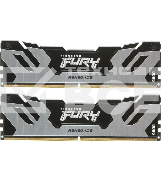 Оперативная память Kingston Fury Renegade, DDR5, 96Gb (2x48GB), 6400MHz, CL32, DIMM, с радиатором, серебристый