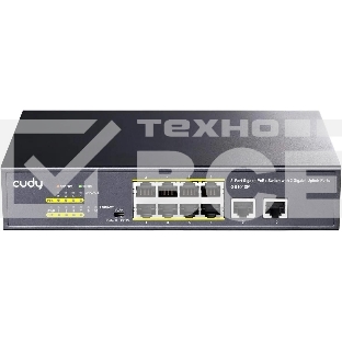 Коммутатор Cudy 8 RJ-45 10/100/1000M PSE ports +2 RJ45 10/100/1000 Uplink Port Unmanaged PoE+ Switch 120W, CCTV/VLAN mode support, long distance:250M at CCTV mode. 802.3af/at standard, Aternative 1/2(+),3/6(-), Rack-mountable Steel Case, Watchdog, 120W internal