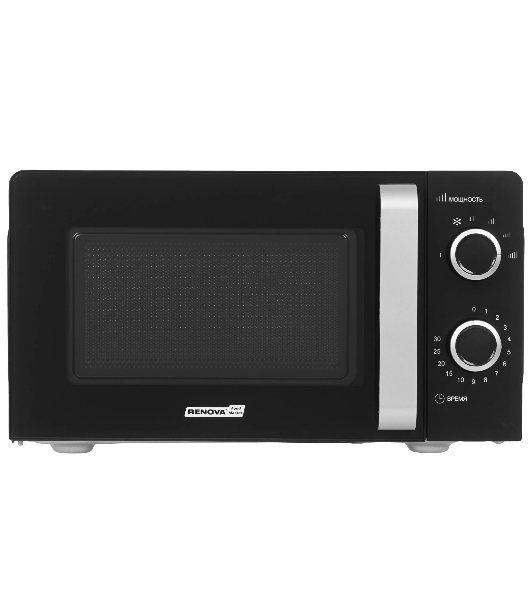Микроволновая печь Renova MMS-20B1 черный, 20 л, 700 Вт, переключатели - поворотный механизм