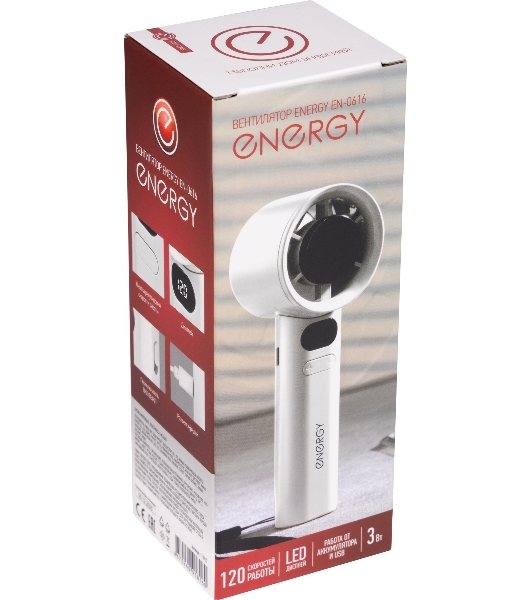 Вентилятор Energy EN-0616 USB белый, настольный/портативный, 3 Вт, 120 скоростей, 6 см, аккумуляторный