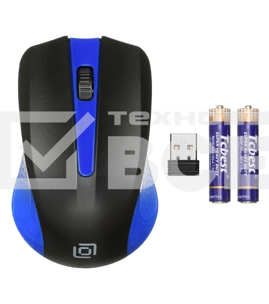 Мышь беспроводная Oklick 485MW черный/синий, 1200 dpi, радиоканал, USB, кнопки - 3