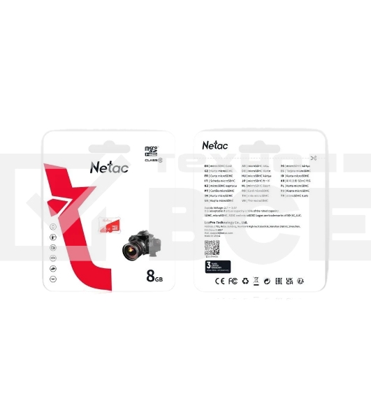 Карта памяти Netac P500 ECO MicroSDHC 8GB C10 [NT02P500ECO-008G-S]
