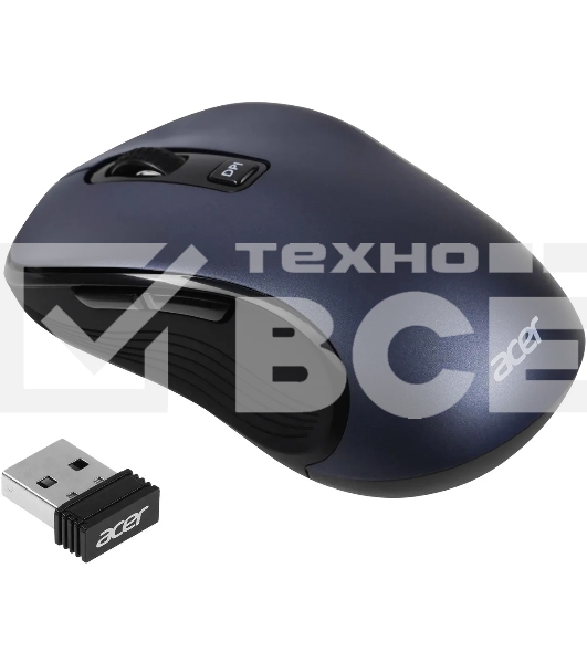 Мышь беспроводная Acer OMR306 черный/серый, 1600 dpi, радиоканал, USB, кнопки - 6