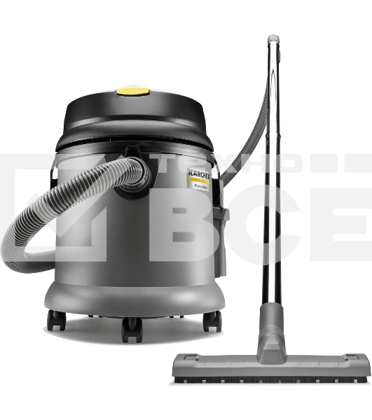 Строительный пылесос Karcher NT 27/1 серый, 1380 Вт, уборка сухая/сбор воды, пылесборник мешок/контейнер, 27 л