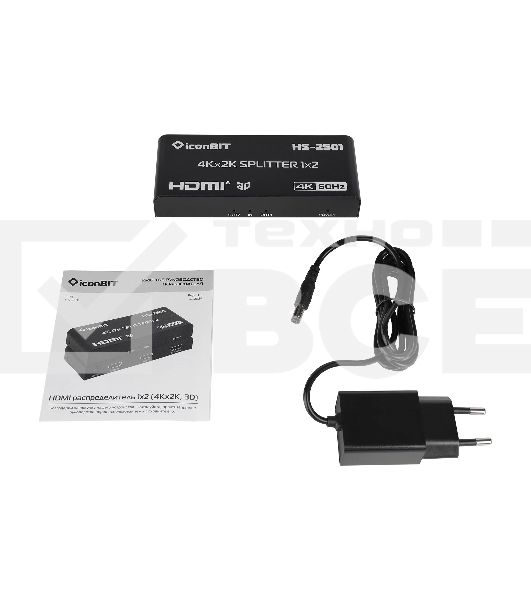 Усилитель-распределитель HDMI IconBIT HS-2501 1x2, поддержка 4К60