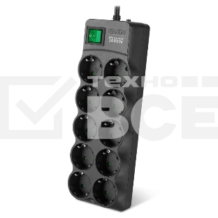 Сетевой фильтр Sven SF-10E-16 5,0 м (10 розеток) черный