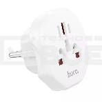 Сетевой переходник адаптер для евророзетки Hoco AC6 10А 250В белый, фото5