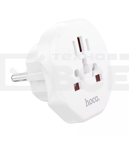 Сетевой переходник адаптер для евророзетки Hoco AC6 10А 250В белый