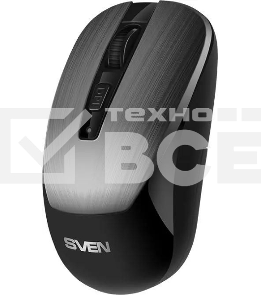 Мышь беспроводная SVEN RX-380W серый металлик, 1600 dpi, радиоканал, USB, кнопки - 4
