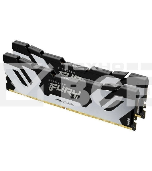 Оперативная память Kingston Fury Renegade, DDR5, 96Gb (2x48GB), 6400MHz, CL32, DIMM, с радиатором, серебристый