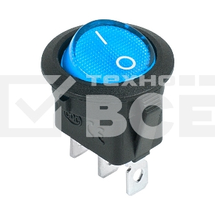 Выключатель клавишный круглый 12V 20А (3с) ON-OFF синий с подсветкой Rexant
