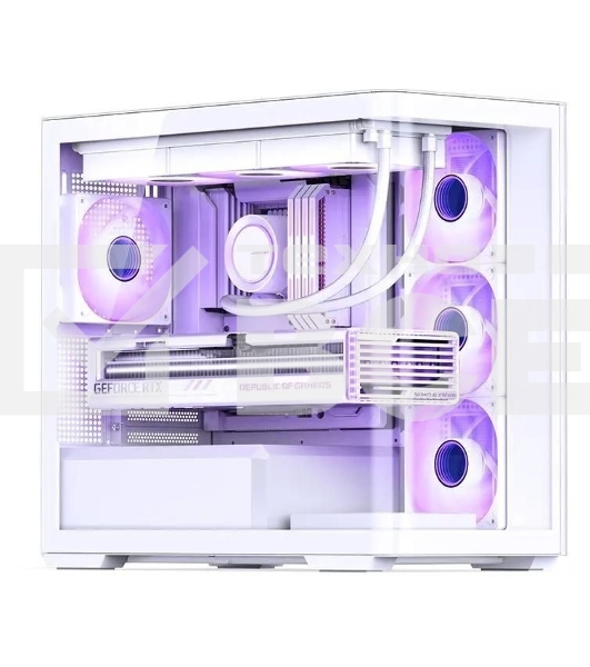 Корпус без блока питания JONSBO D300, Mini-Tower, TG, no fan, 2xUSB-A 3.2 + 1xUSB-C 3.2, mATX, mITX White