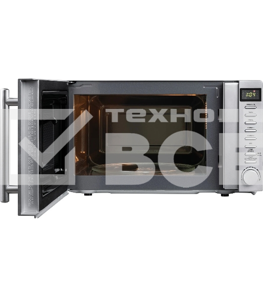 Микроволновая печь BBK 20MWG-733T/BS-M серебристый, 20 л, 700 Вт, поворотный тактовый механизм, кнопки