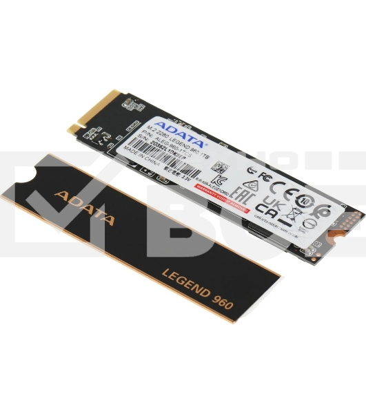 Накопитель SSD ADATA LEGEND 960, 1Tb, PCIe 4.0 x4, M.2 2280, NVMe, R/W 7400/6000, с радиатором