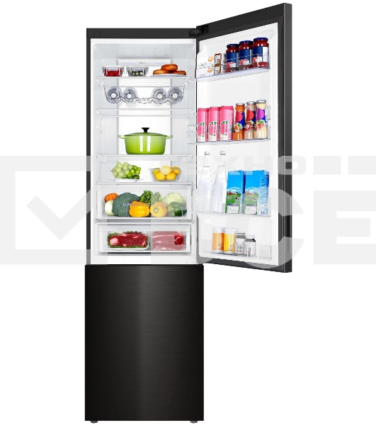 Холодильник Haier C4F740CBXGU1 черный двухкамерный 286/115л морозилка снизу, No Frost