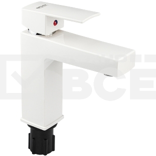 Смеситель на раковину BRIMIX 5973 шаровый, из высокопрочного пластика АБС, БЕЛЫЙ, квадратный корпус