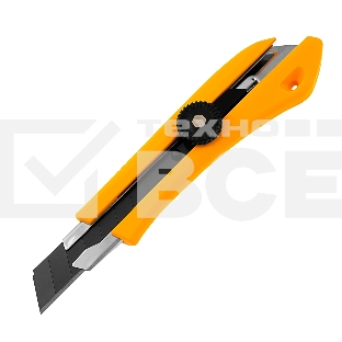 Нож Denzel 18 мм, сменное лезвие, SK4, метал. направляющая, винтовой фиксатор