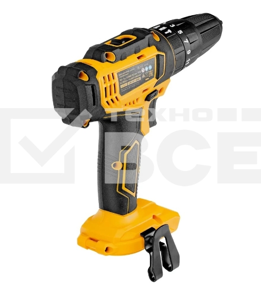 Дрель-шуруповерт Denzel CID-18-0, Аккумуляторная, 18В, Без АКБ и ЗУ, Ударная, Кейс