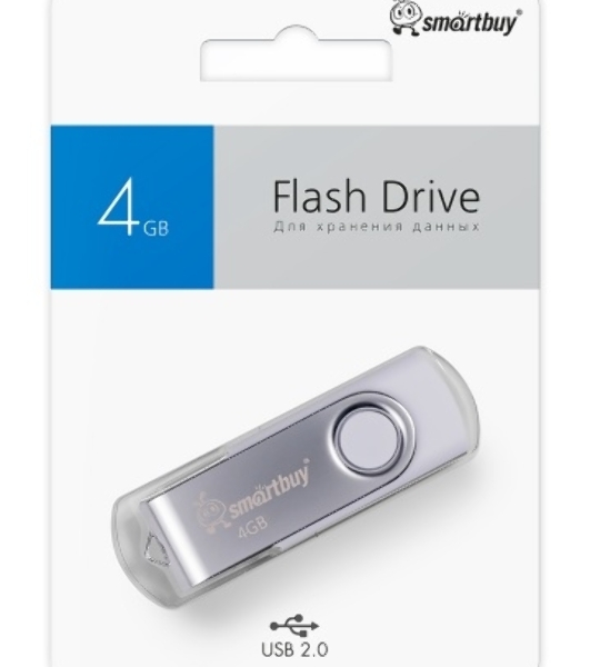 Флешка USB SmartBuy Twist White (SB004GB2TWW), 4GB, USB 2.0, R/W 15/5, белый