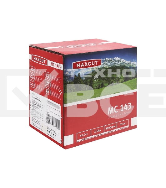 Триммер бензиновый MAXCUT MC 143 (1+1) 25100008 Объем дв 42.7 см?; Мощн дв 2.5 л.с.; Диам ножа: 25.5см; Диам лески: 2.0-2.4 мм; Захват: 42 см Объем бака: 1,2 л; Вес: 7.3кг;
