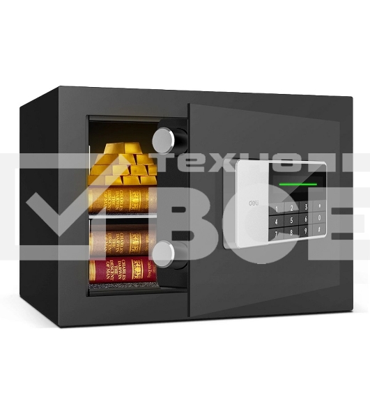 Сейф Deli ET550 250x 350x 250 мм, кодовый электронный/ключевой, чёрный