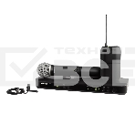 Микрофонная система SHURE BLX1288E/CVL-M17 беспроводная, двухканальная, с ручным передатчиком PG58 и петличным микрофоном CVL-B/C, частота UHF 662-686 МГц, фото 1