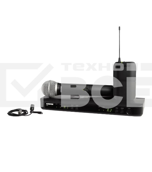 Микрофонная система SHURE BLX1288E/CVL-M17 беспроводная, двухканальная, с ручным передатчиком PG58 и петличным микрофоном CVL-B/C, частота UHF 662-686 МГц