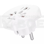 Сетевой переходник адаптер для евророзетки Hoco AC6 10А 250В белый, фото 1
