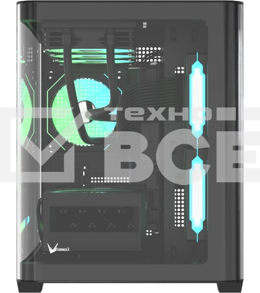 Компьютерный корпус AeroCool/Formula Crystal U2M Floe черный без БП mATX 1xUSB 3.0 1xUSB3.1 audio bott PSU