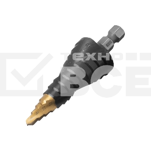 Сверло ступенчатое Denzel 6-8-10-12-14-16-18-20-22-24-26-28-30 мм, Р6М5, 6-гр. хвостовик 723604