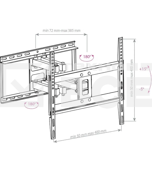 Кронштейн для телевизора Arm Media COBRA-50 черный, 26'-55' макс. 35 кг, настенный, поворотно-выдвижной и наклонный