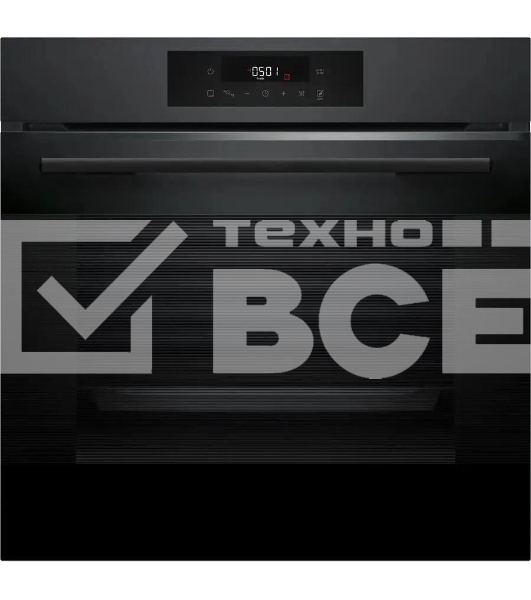 Духовой шкаф электрический Bosch HJG852YT0T Serie 6, 60 см, 66 л, черный матовый,сенсорное управление, 8 режимов+AutoPilot 30(30 автоматических программ), LCD-дисплей, галогенное освещение, самоочистка EcoClean,Soft Open and Soft Close door,телескопические направляющие на 2 уровнях