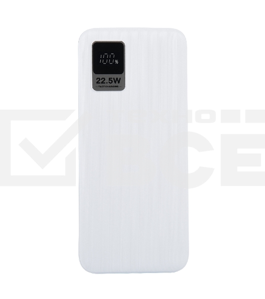 Портативный аккумулятор Perfeo Powerbank WATERFALL 10000 mAh/LED дисплей/PD + QC 3.0/Type-C/2 USB/Выход: 5A, max 22.5Wбелый (PF_E1468)