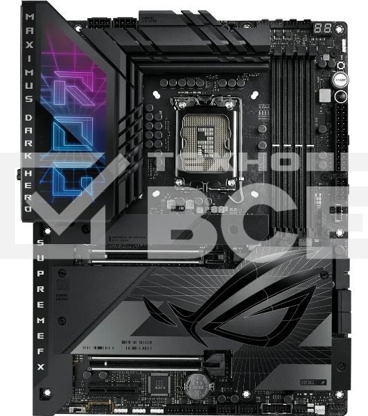 Материнская плата ASUS ROG MAXIMUS Z790 DARK HERO, LGA 1700, Intel Z790, 4xDDR5, 4xSATA, 5xM.2, 1xPCIe 5.0 x8, 1xPCIe 5.0 x16, 1xHDMI, 2xUSB-C 3.2 Gen 2, 1x 2.5Gb LAN, 4xUSB-A 3.2 Gen 1, 5xUSB-A 3.2 Gen 2, 5x3.5 мм, 7.1, Standard-ATX