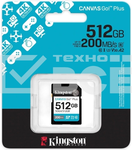 Флеш карта SDXC 512Gb Kingston SDG4/512Gb Canvas Go! Plus w/o adapter