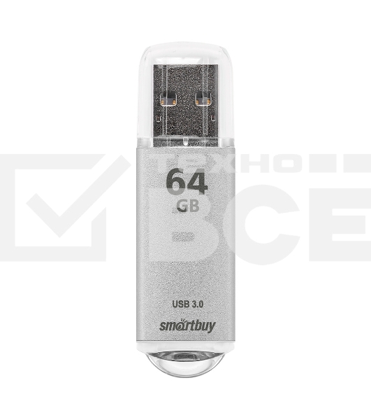 Флешка USB Smartbuy 64Gb,V-CUT SILVER (SB64GbVC-S3), 64Gb, USB 3.0, R/W 75/25, серебристый